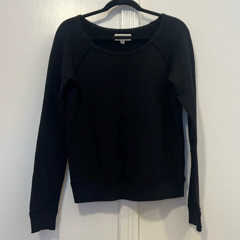 Elizabeth and James, textile, XS, black sweatshirt with leather elbow patches